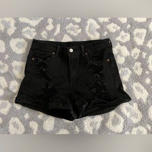 American Eagle distressed high rise Mom Shorts